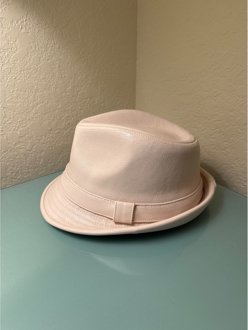 Bruno Capelo Modern Headwear Cream Faux Leather Fedora Hat